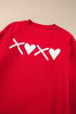 Heart Graphic Crew Neck Pullover Long Sleeve Sweatshirt