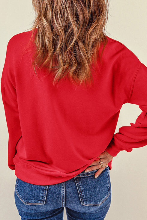 Heart Graphic Crew Neck Pullover Long Sleeve Sweatshirt