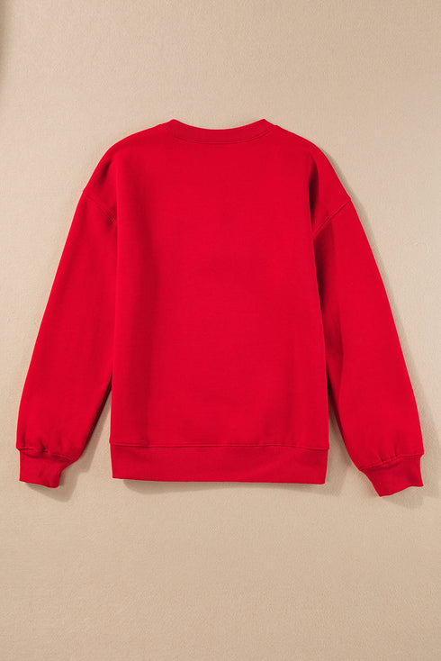 Heart Graphic Crew Neck Pullover Long Sleeve Sweatshirt