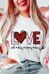 Heart Graphic Letter Print Crew Neck Short Sleeve Tee
