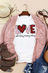Heart Graphic Letter Print Crew Neck Short Sleeve Tee