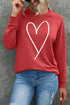 Heart Graphic Long Sleeve Crew Neck Pullover Sweatshirt