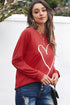 Heart Graphic Long Sleeve Crew Neck Pullover Sweatshirt