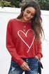 Heart Graphic Long Sleeve Crew Neck Pullover Sweatshirt