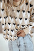 Heart Motif Argyle Crew Neck Pullover Sweater