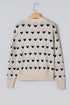 Heart Motif Argyle Crew Neck Pullover Sweater