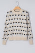 Heart Motif Argyle Crew Neck Pullover Sweater