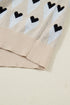 Heart Motif Argyle Crew Neck Pullover Sweater