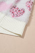 Heart Motif Leopard Print Pearl Accent Fuzzy Sweater
