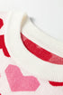Heart Motif Short Sleeve Ribbed Knit Sweater