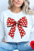 Heart Pattern Bow Graphic Corded Crew Neck Sweatshirt