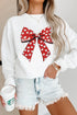 Heart Pattern Bow Graphic Corded Crew Neck Sweatshirt