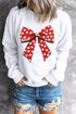 Heart Pattern Bow Graphic Corded Crew Neck Sweatshirt