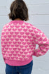 Heart Pattern Drop Shoulder Long Sleeve Button Front Cardigan