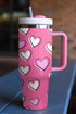 Heart Print Alloy Insulated Travel Tumbler