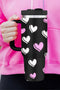 Heart Print Alloy Insulated Travel Tumbler