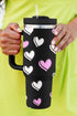 Heart Print Alloy Insulated Travel Tumbler