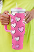 Heart Print Alloy Insulated Travel Tumbler
