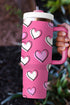 Heart Print Alloy Insulated Travel Tumbler