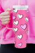 Heart Print Alloy Insulated Travel Tumbler