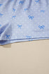Heart Print Bow Detail Corded Twisted Rib Short Set