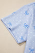 Heart Print Bow Detail Corded Twisted Rib Short Set