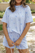 Heart Print Bow Detail Corded Twisted Rib Short Set