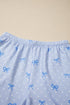 Heart Print Bow Detail Corded Twisted Rib Short Set