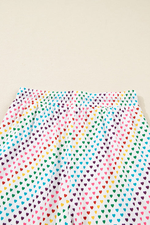 Heart Print Button Down Long Sleeve Pajama Set