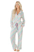 Heart Print Button Down Long Sleeve Pajama Set