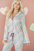 Heart Print Button Down Long Sleeve Pajama Set
