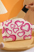 Heart Print Canvas Rectangular Zippered Cosmetic Bag