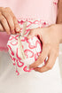 Heart Print Canvas Rectangular Zippered Cosmetic Bag