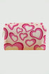 Heart Print Canvas Rectangular Zippered Cosmetic Bag