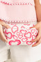 Heart Print Canvas Rectangular Zippered Cosmetic Bag