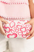 Heart Print Canvas Rectangular Zippered Cosmetic Bag