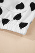 Heart Print Collared Double Flap Pocket Zip Jacket