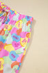 Heart Print Collared Tunic And Shorts Pajama Set