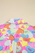 Heart Print Collared Tunic And Shorts Pajama Set