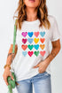 Heart Print Crew Neck Short Sleeve Graphic Tee