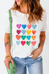 Heart Print Crew Neck Short Sleeve Graphic Tee