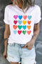 Heart Print Crew Neck Short Sleeve Graphic Tee