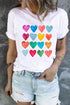 Heart Print Crew Neck Short Sleeve Graphic Tee