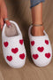 Heart Print Fuzzy Fleece Closed Toe Plush Slippers