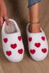 Heart Print Fuzzy Fleece Closed Toe Plush Slippers