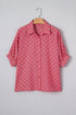 Heart Print Gingham Short Sleeve Button Down Shirt