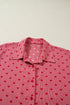Heart Print Gingham Short Sleeve Button Down Shirt