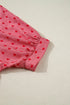 Heart Print Gingham Short Sleeve Button Down Shirt