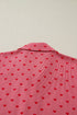 Heart Print Gingham Short Sleeve Button Down Shirt