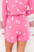 Heart Print Long Sleeve Crew Neck Lounge Set